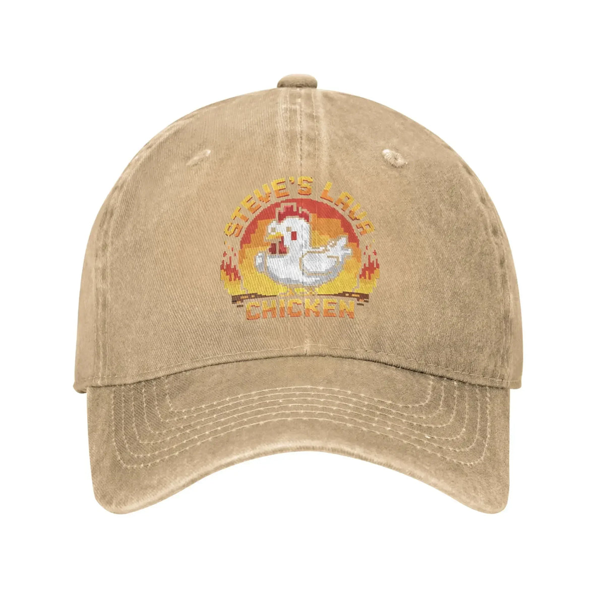 Унисекс шапка „Chicken Jockey Lava Chicken Print Steves“ – модна бейзболна шапка с ефект на износеност и измито покритие, с регулируема големина