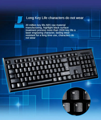 Teclado Individual Q9 USB de Conetor Quadrado para Escritório e Casa, PS2 de Conetor Redondo, com Fio para Computador de Secretária