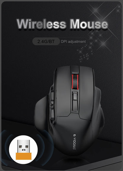 Mouse gaming E-YOOSO X-31 Pro USB, mare, cu suport Bluetooth 2.4G Wireless, PAW3212, 4800 DPI, pentru gameri, computer, laptop și PC