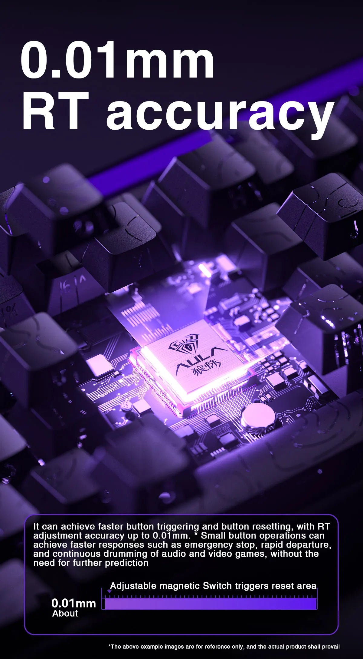 Teclado mecânico gaming com fios AULA HERO68 HE, switches magnéticos, Rapid Trigger, taxa de polling 8K, RGB, para esports