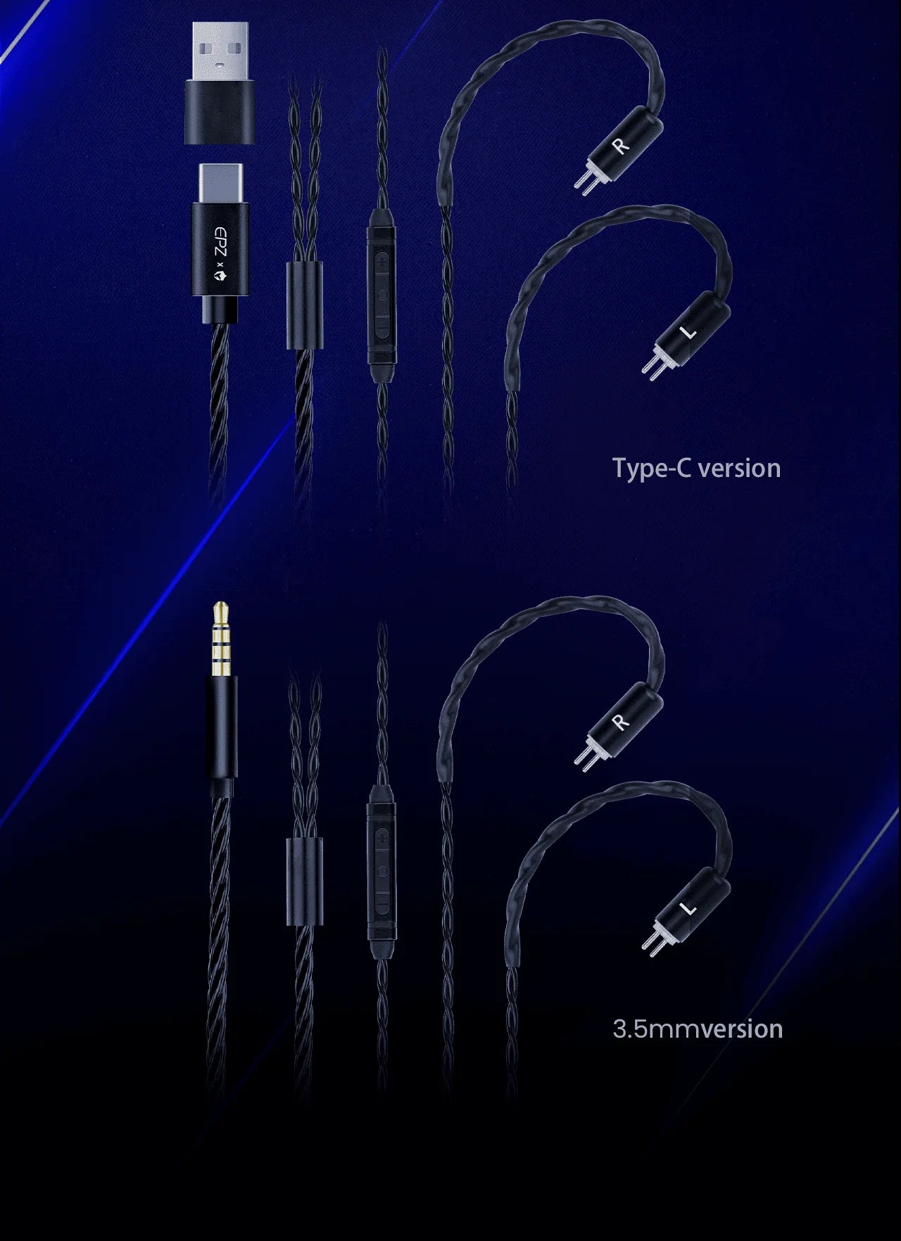 Auricolari gaming HiFi cablati EPZ G10 – Cuffie monitor in-ear Type-C e 3.5mm con DAC, isolamento acustico, cavo rimovibile e microfono