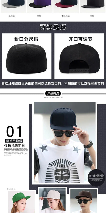 Big Bone Man Plus Size Baseball Caps Adult Flat Peak Hip Hop Fitted Hat Men Women Large hats Snapback Cap size 6 3/4 to 8