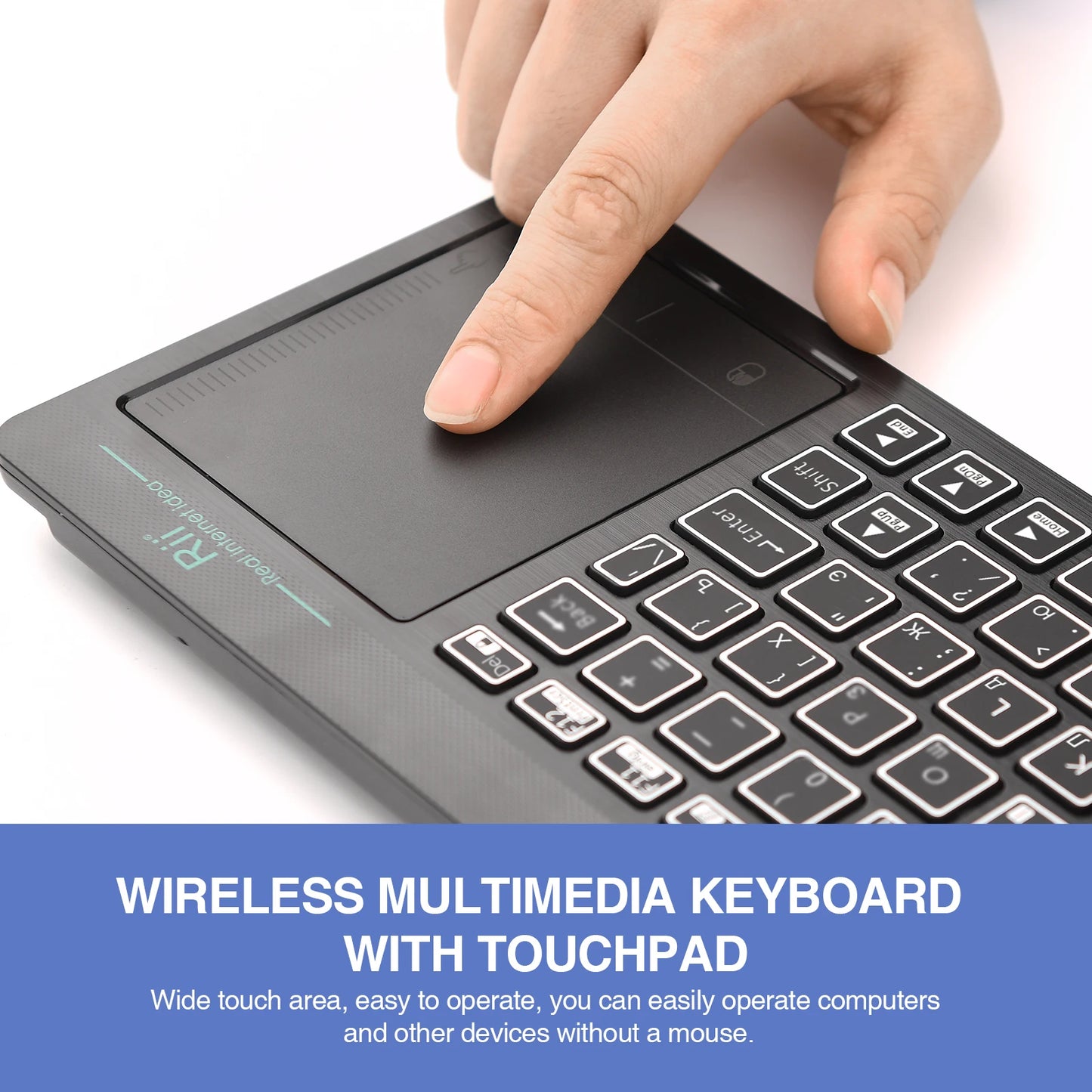 Rii K18S BT And 2.4GHz Wireless RU Mini Keyboard Backlight Touchpad Air Mouse for Android Box Smart TV Windows