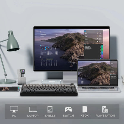 Teclado mecânico sem fios EPOMAKER X AULA F75 MAX Compact 75% ANSI Layout com ligação com fios/Bluetooth/2.4GHz, ecrã TFT e botão rotativo