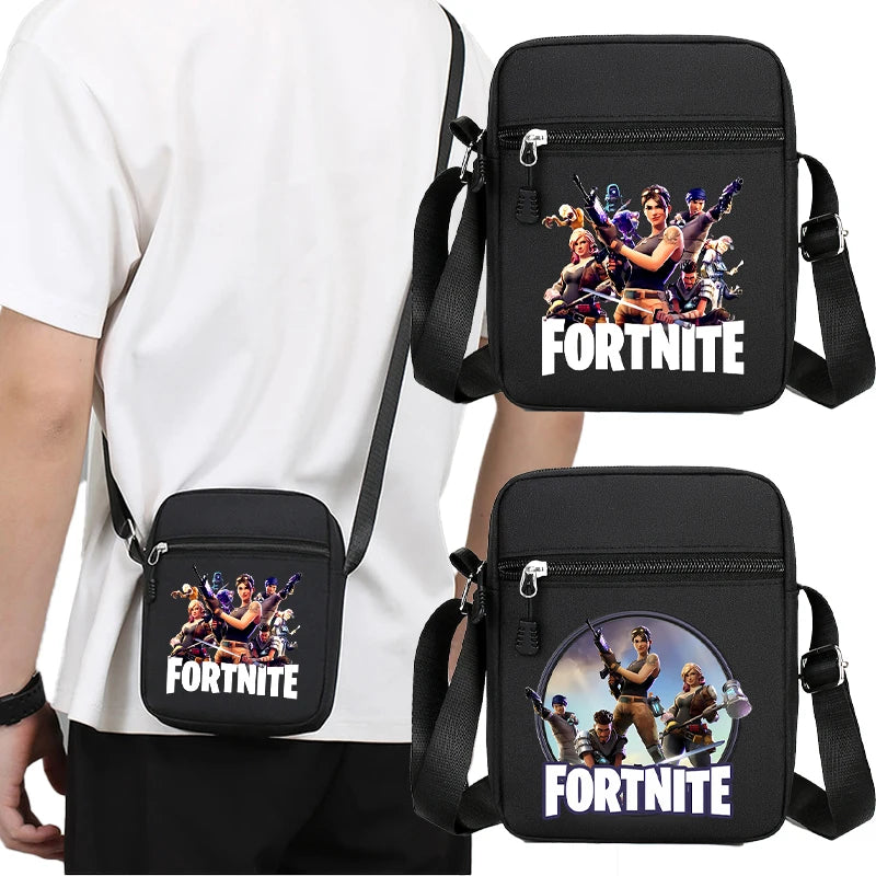 Mala de ombro Fortnite para homem adulto, estilo cartoon e anime, mala tiracolo quadrada em lona para homem e mulher, moda, viagem, desporto, presente de aniversário adorável