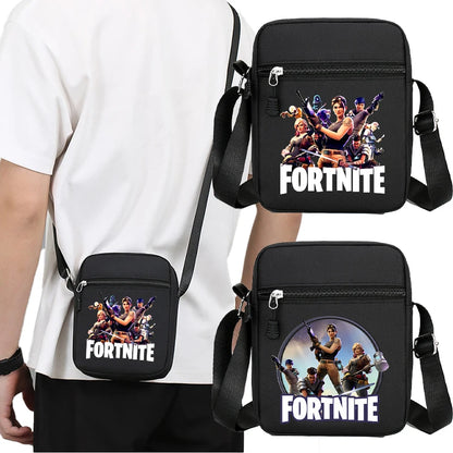 Mala de ombro Fortnite para homem adulto, estilo cartoon e anime, mala tiracolo quadrada em lona para homem e mulher, moda, viagem, desporto, presente de aniversário adorável
