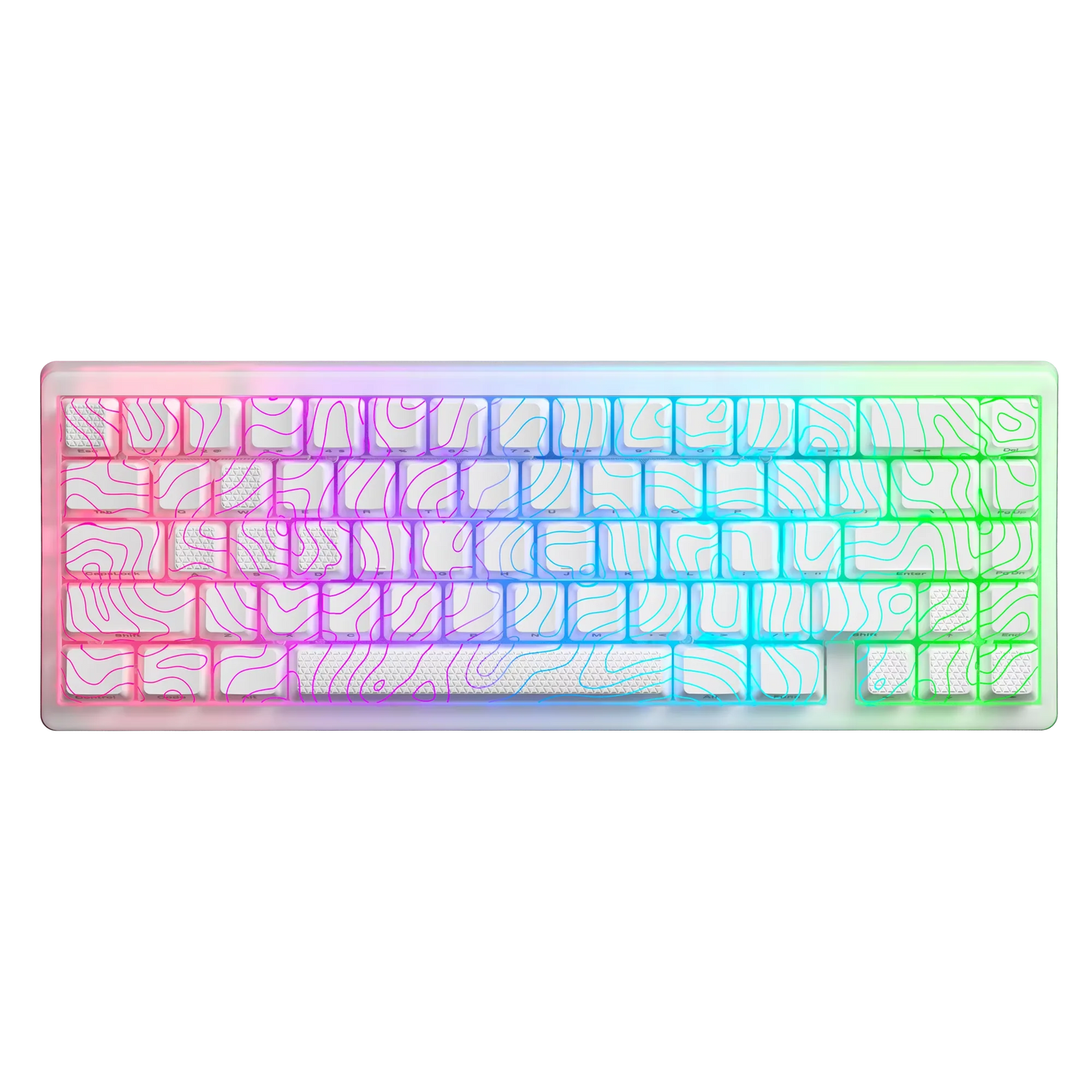 Teclado Mecânico Sem Fios XVX M67 JadeStone com Teclas IMD-Tech Tri-Mode, Teclado Gamer Branco Topographic com Design Gasket