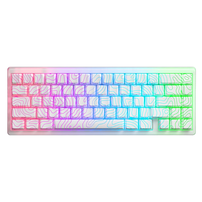 Teclado Mecânico Sem Fios XVX M67 JadeStone com Teclas IMD-Tech Tri-Mode, Teclado Gamer Branco Topographic com Design Gasket