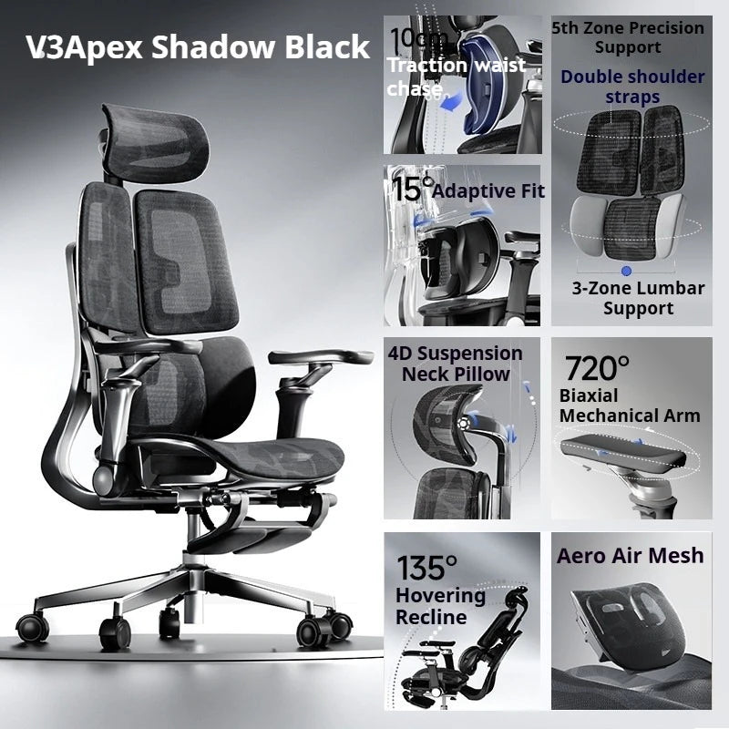 Sedia da ufficio in rete ergonomica executive per computer e gaming, arredo moderno girevole con ruote e regolabile, sedia gaming ergonomica