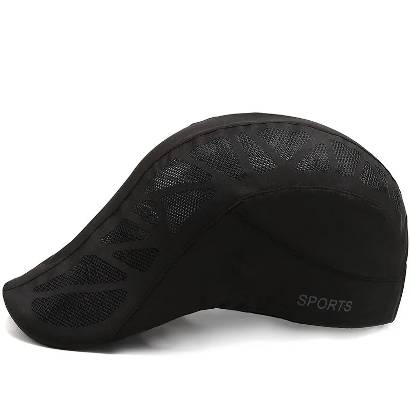 Summer Mens Sports Sun Hats Breathable Mesh Quick-drying Visor Caps Outdoor Gorro Hombre Boina Golf Hat Fashion Solid Flat Cap
