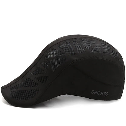 Summer Mens Sports Sun Hats Breathable Mesh Quick-drying Visor Caps Outdoor Gorro Hombre Boina Golf Hat Fashion Solid Flat Cap