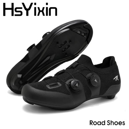 Scarpe da ciclismo su strada unisex, HsYixin traspiranti SPD autobloccanti antiscivolo, scarpe da corsa per bici da strada, MTB flat e sneakers da bicicletta