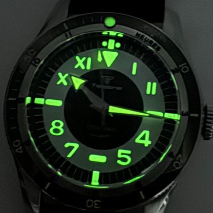 Tandorio NH35A PT5000 Mechanical Men's Watch 20BAR Waterproof Sapphire Luminous Red Black Dial Stainless Steel Bracelet New Clock