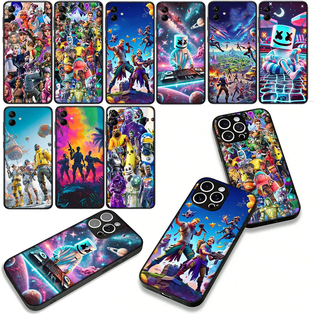 Capa com wallpaper de jogo F-ForTnites para Samsung Galaxy A07 A13 A12 A23 A42 A50 A51 A52 A53 A70 A71 A72 A21S A04 Note 20 9 8 10