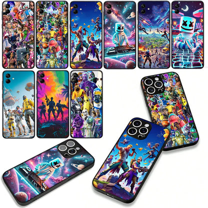 Capa com wallpaper de jogo F-ForTnites para Samsung Galaxy A07 A13 A12 A23 A42 A50 A51 A52 A53 A70 A71 A72 A21S A04 Note 20 9 8 10