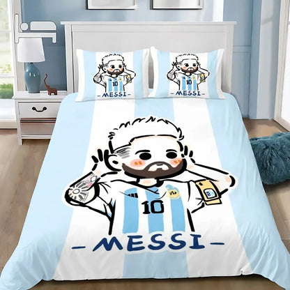 Conjunto de Roupa de Cama Estrela de Futebol M-messis com Capa de Edredão e Fronha para Adulto, Rapaz e Rapariga, Decoração de Quarto Infantil, Tamanho Individual, Duplo e Grande