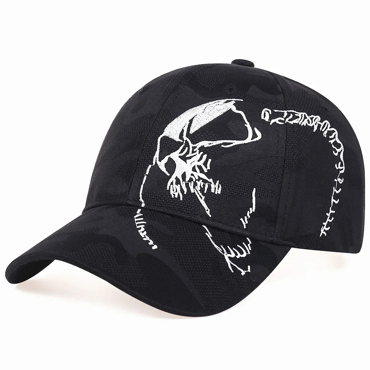 Unisex Skeleton Embroidery Baseball Caps Outdoor Adjustable Spring and Autumn Casual Sunscreen Hat