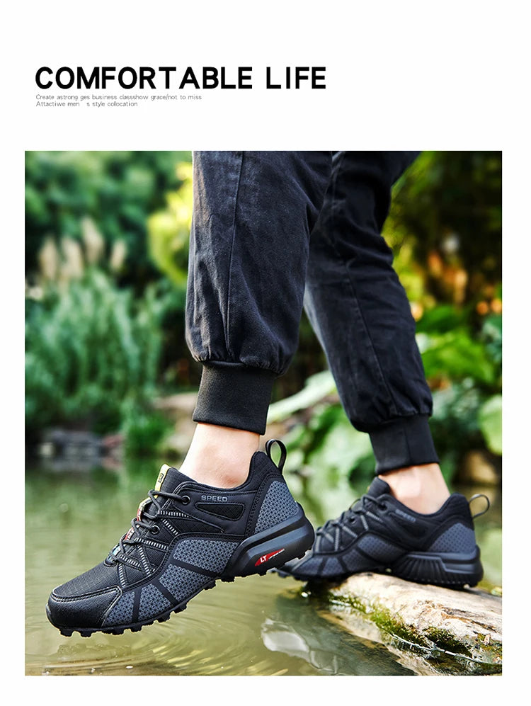 Zapatillas de senderismo para hombre, calzado deportivo todoterreno para exteriores, malla transpirable, antideslizantes y resistentes al desgaste, zapatillas de senderismo y ciclismo outdoor