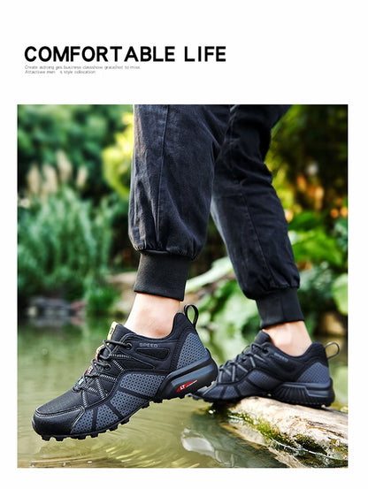 Zapatillas de senderismo para hombre, calzado deportivo todoterreno para exteriores, malla transpirable, antideslizantes y resistentes al desgaste, zapatillas de senderismo y ciclismo outdoor