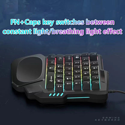 1pc RGB Gaming Keyboard Single Hand Mini USB Ultra-slim Wired 35-Keys One-Handed Backlight Keyboard For Computer PC Laptop