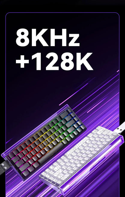 Teclado mecânico gaming com fios AULA HERO68 HE, switches magnéticos, Rapid Trigger, taxa de polling 8K, RGB, para esports