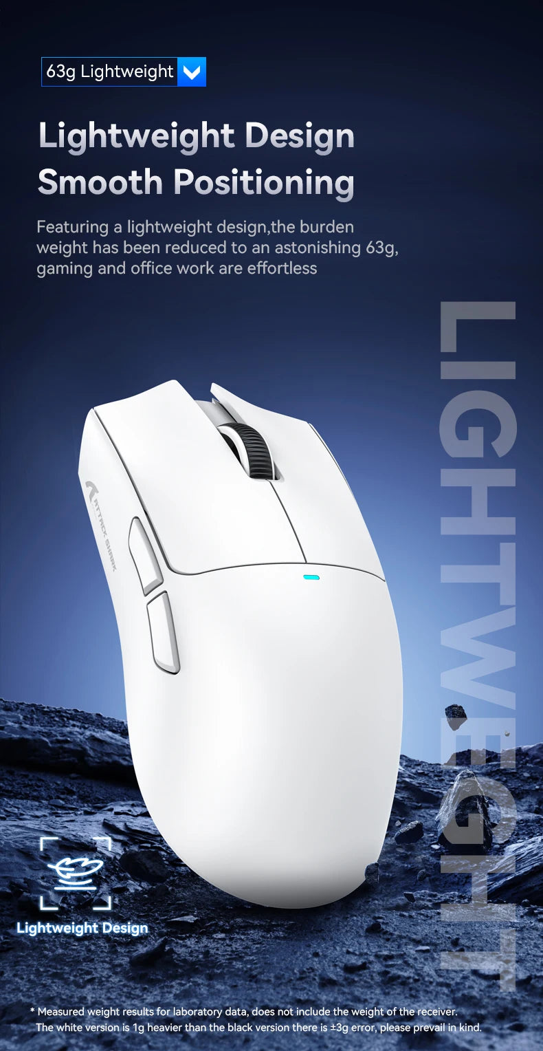 Mouse da gaming ATTACK SHARK X11 e mouse wireless X11 SE 22000 DPI, sensore PAW3311, BT/2.4G/cablato, ultraleggero 59g, 2000W clic