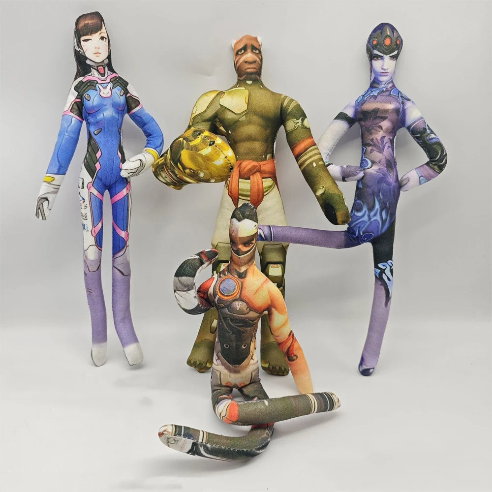 Pelúcia figura de anime e jogo Overwatch D.Va / Doomfist / Genji / Widowmaker, 26cm, corpo flexível com arame, várias posturas