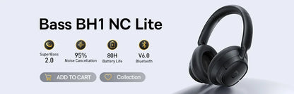 Cuffie over-ear wireless Bluetooth 5.3 Baseus – Driver HiFi da 40mm, autonomia di 70H, headset pieghevole con audio spaziale