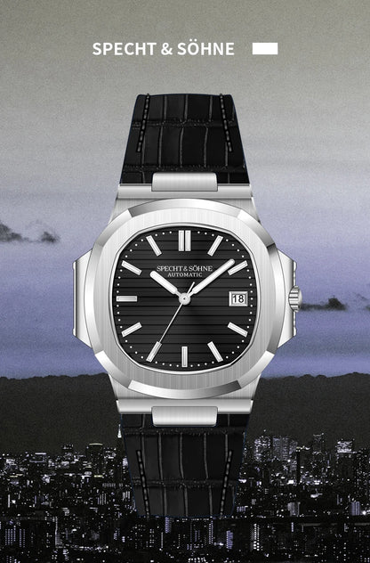 Specht&Sohne 2025 Nuovo Orologio Classico di Lusso da Uomo Automatico in Acciaio Inossidabile con Zaffiro 8215, Orologio da Polso Meccanico