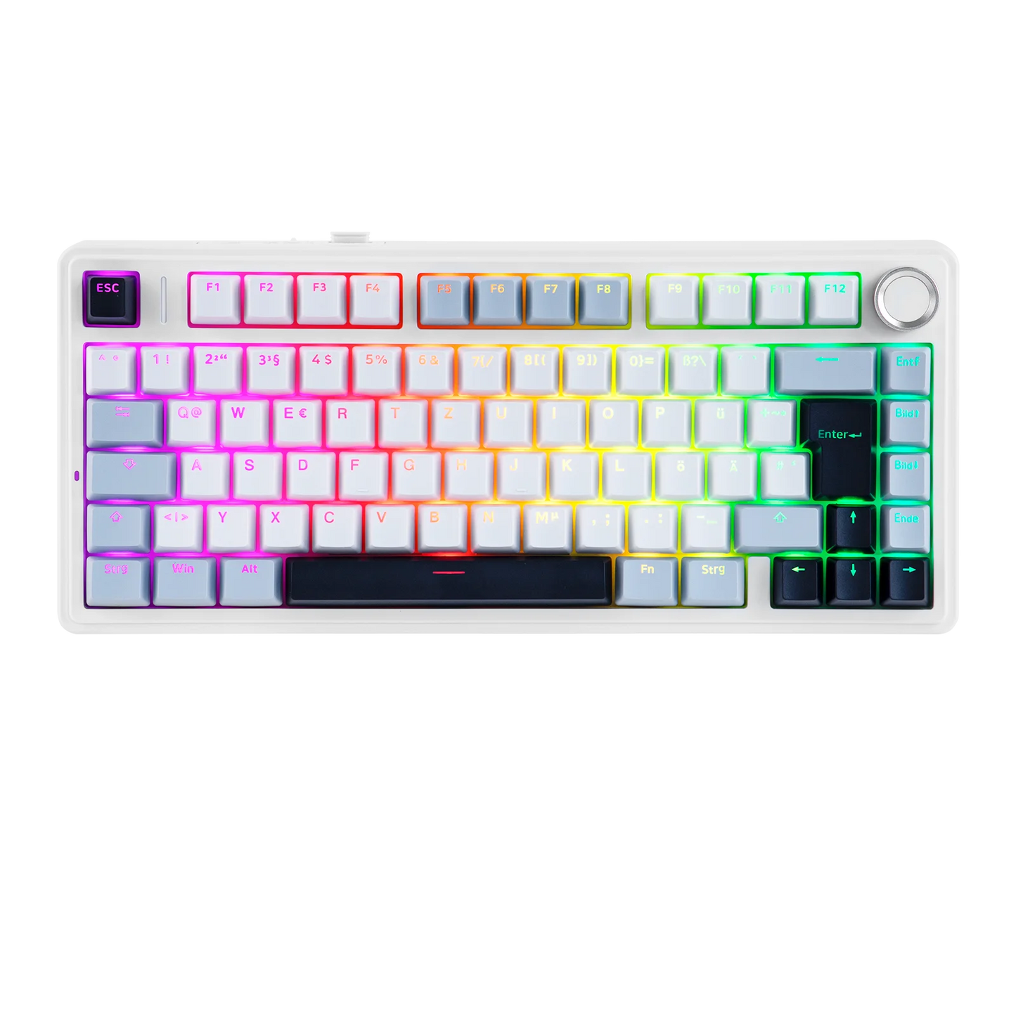 Teclado mecânico sem fios EPOMAKER x AULA F75 ISO-DE com conectividade tri-modo, layout alemão QWERTZ e bateria de 4000 mAh