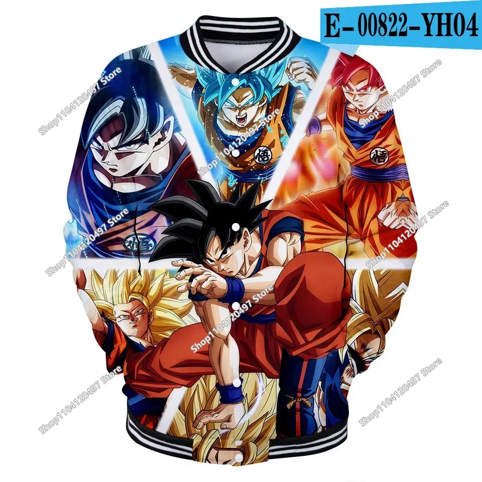 Neue japanische Anime Dragon Ball Z College-Jacke für den Herbst, lässiger Sweatshirt-Hoodie-Mantel, Marken-Baseballjacke