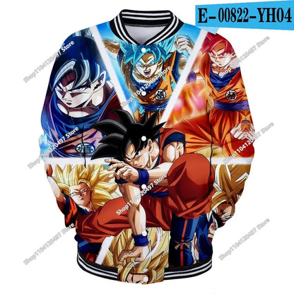 Neue japanische Anime Dragon Ball Z College-Jacke für den Herbst, lässiger Sweatshirt-Hoodie-Mantel, Marken-Baseballjacke