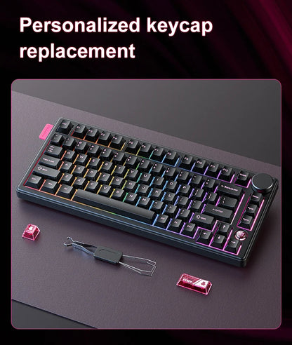 Onikuma 2025 New Mt706 RGB Gaming Mechanical Keyboard 2.4g/ Wired/Bt, 81-Key PBT RGB Gaming Keyboard