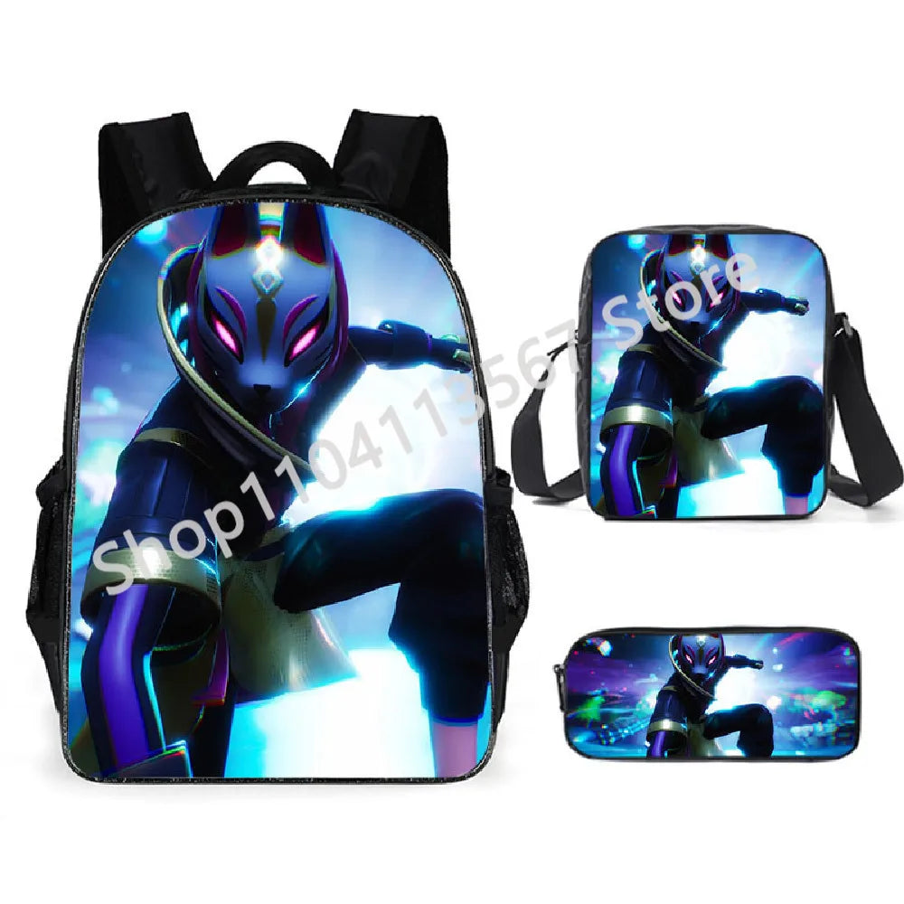 Fortnite Kids 3pcs Backpack Set Women Backpacks Office Stationery for Teenage Girls Boys Laptop Backpack Casual Travel Rucksack