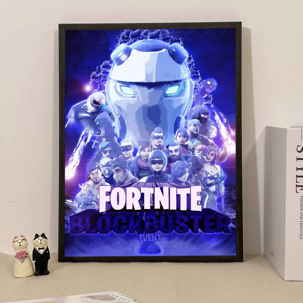 Poster de Jogo F-Fortnite Surpresa — Decoração de Casa, Quadro de Parede para Escritório e Sala de Estar