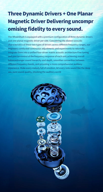 TRN Whale Shark Hybrid Earphones Triple Dynamic + Planar In-Ear Monitors headphones