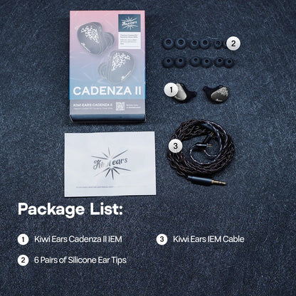 Linsoul Kiwi Ears Cadenza II IEM HiFi-Kopfhörer mit 10mm-Titan-Dynamiktreiber, KARS 2.0 und abnehmbarem Kabel