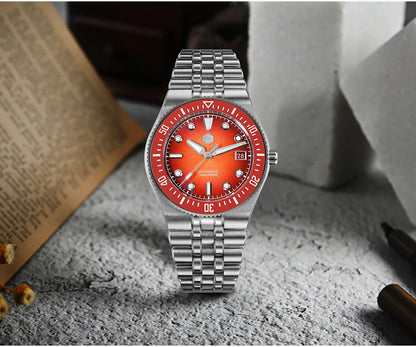 San Martin 40mm Luxus-Taucheruhr für Herren, Miyota 9015, Sunburst-Emaille-Zifferblatt, automatische mechanische Armbanduhr, wasserdicht bis 200m, SN0148