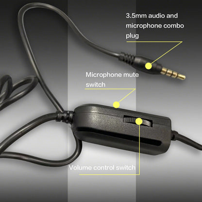 7260 kabelgebundene Kopfhörer mit Mikrofon – Gaming- & Arbeits-Headset für PS4 PS5 Xbox One, Lernen & Meetings, 3.5mm-Klinken-Ohrhörer