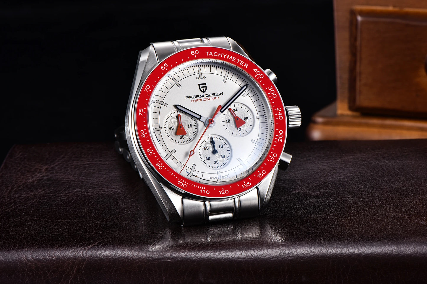 Relógio masculino PAGANI DESIGN Série Planetary Saturn Light Tan Quartz Speed Chronograph com cristal de safira AR — Novo 2026