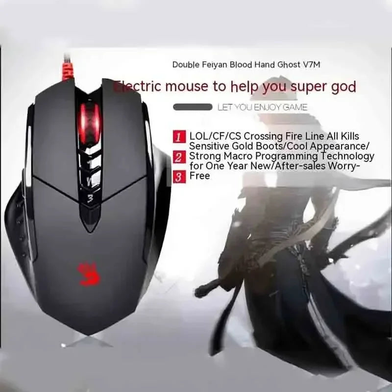 Bloody V7M Wired Mouse RGB Lightweight Ergonomics Design 4000dpi Pc Office E-sports Gaming Macro Programming Mouse for CF LOL CS