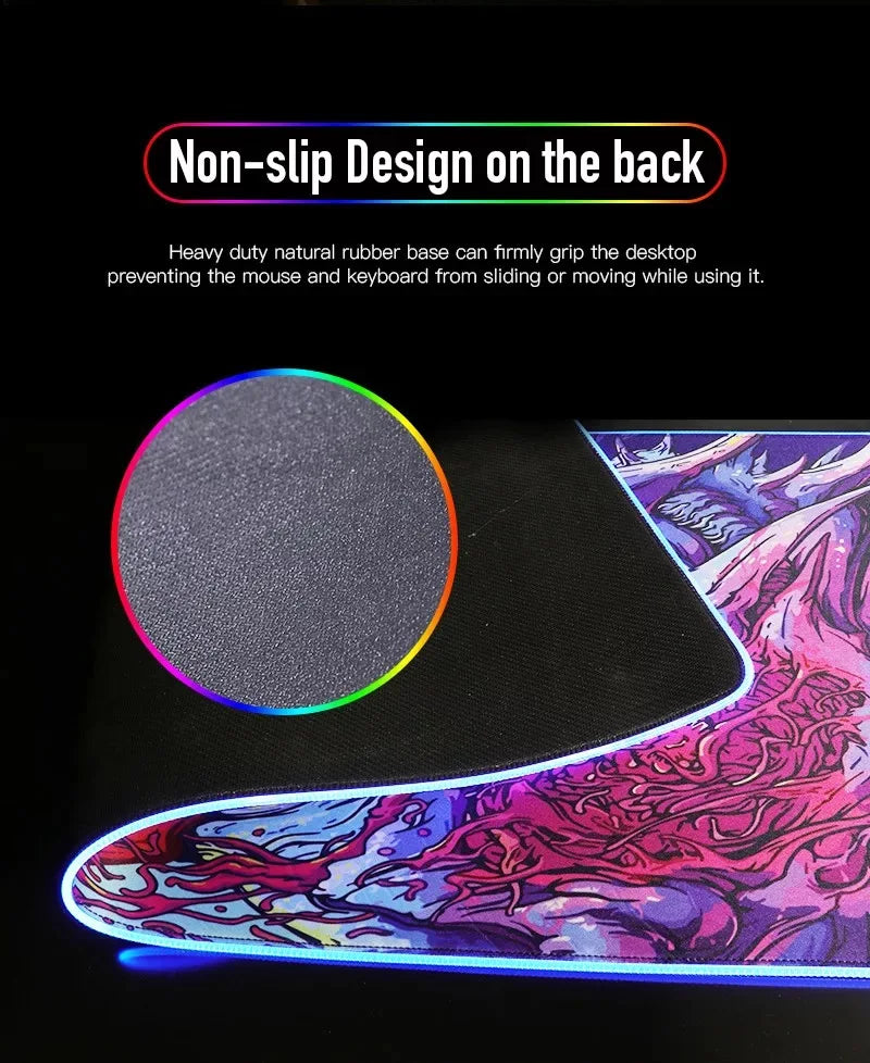 Game F-Fortnite Survival Battle Mouse Pad RGB LED Light Non-Slip Rubber Base Waterproof Office PC Home Desk Mat USB Large Game