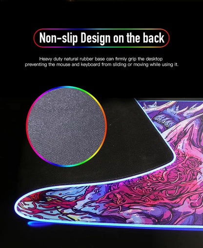 Game F-Fortnite Survival Battle Mouse Pad RGB LED Light Non-Slip Rubber Base Waterproof Office PC Home Desk Mat USB Large Game