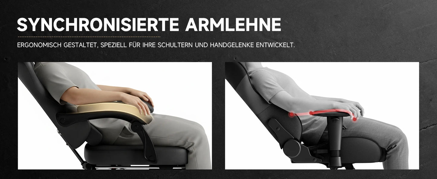 PINGGO Ergonomischer Gaming-Stuhl mit Fußstütze und Massagefunktion, PVC-Leder-Bürostuhl für PC-Gaming, Belastbarkeit 150kg
