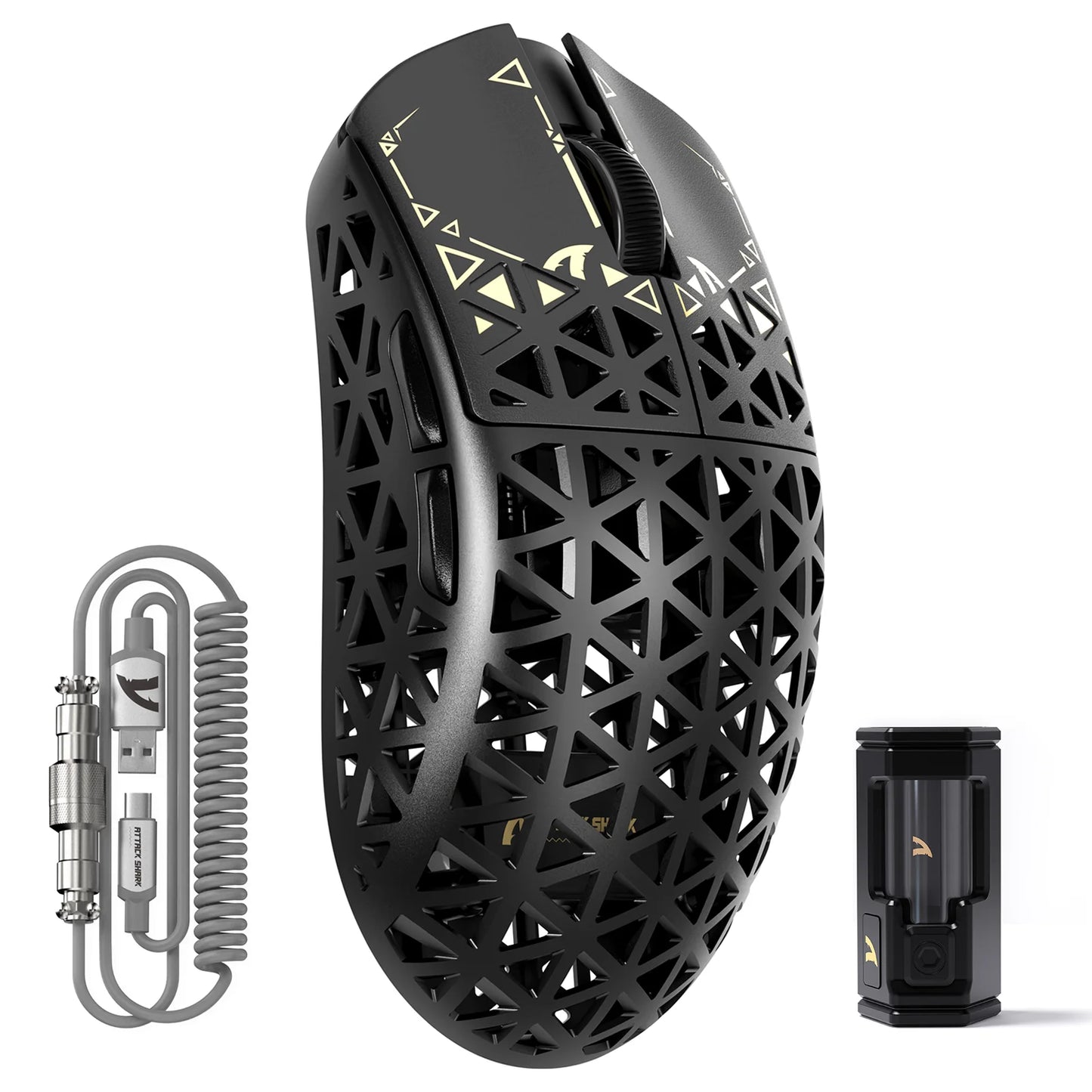 ATTACK SHARK R5Ultra Carbon Fiber Wireless 8K PAW3950MAX Gaming-Maus mit 8K-Spiralkabel,
