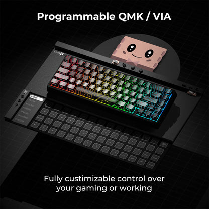 Teclado Mecânico Sem Fios XVX M67 JadeStone com Teclas IMD-Tech Tri-Mode, Teclado Gamer Branco Topographic com Design Gasket