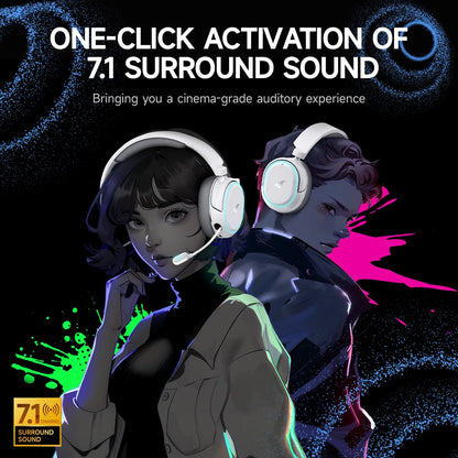 Picun G2 Kabelloses Gaming-Headset Bluetooth 5.3 – 7.1-Surround-Sound, Gaming-Kopfhörer mit 5ms niedriger Latenz und ENC-Mikrofon für PC, PS5, PS4, Switch & Mobilgeräte
