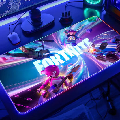 Game F-Fortnite Survival Battle Mouse Pad RGB LED Light Non-Slip Rubber Base Waterproof Office PC Home Desk Mat USB Large Game