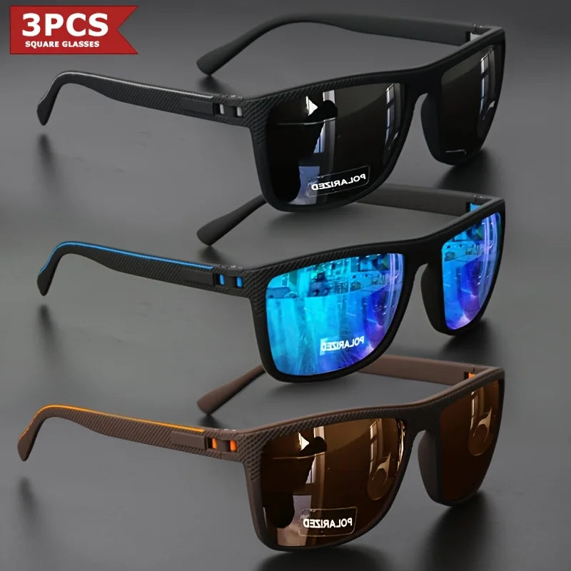 2025 New Square Frame Polarized Sunglasses High-Quality Spring Hinges Multicolor Coated Lenses for Vacation Driving Fishing UV P