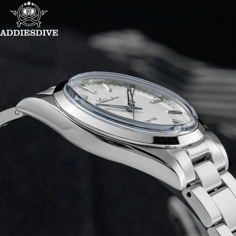 ADDIESDIVE Luxury Men's Steel Watch Bubble Mirror Glass Quartz Watch BGW9 Blue Luminous 100ATM Analog Watch Reloj Hombre AD2066
